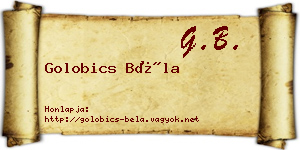 Golobics Béla névjegykártya